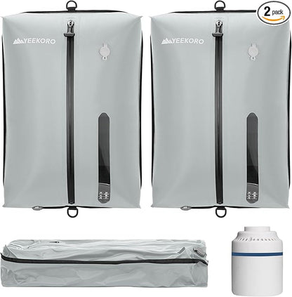 Vacuum Bag for Travel, Professional IPX8 Waterproof Reusable Vacuum Compression Bags for Travel Suitcases, Durable Space Saver Bag(2 PACK,With Pump)