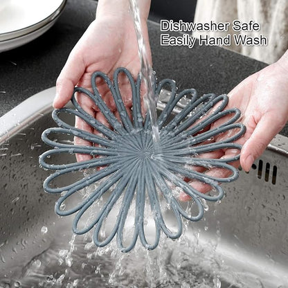 Set of 3 Silicone Trivet Mat - Table & Countertop Hot Pads - Non-Slip & Heat Resistant Modern Kitchen Pads for Pots & Pans, Beige