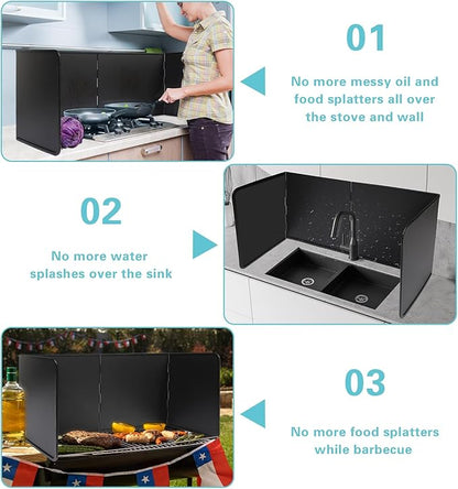 4 Sided Oil Splatter Guard Grease Splatter Guard Stove Splatter Guard, Splatter