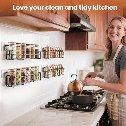 Mystozer Spice Rack Organizer Wall Mount, Hanging Spice Pantry Storage Shelf