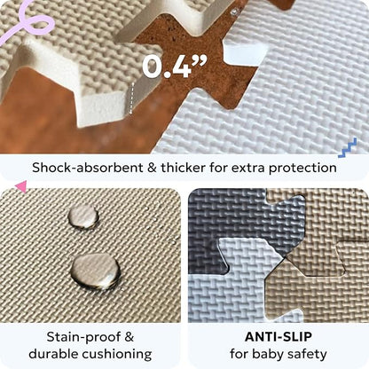 MioTetto Baby Play Mat, Soft Foam Floor Tiles for Kids. Adjustable Interlocking Foam Tiles, Fits with 50x50 Playpen Baby mat for Crawling & Development, Safe & Non-Toxic Playmat for Babies 6-12 Months