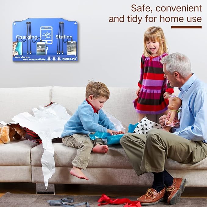 Wall Mounted Cell Phone Charging Station | 8 Ports High Speed Cables Charging