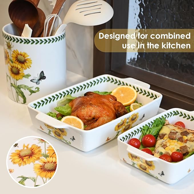 ACMLIFE Ceramic Casserole Dish Set, Ceramic Baking Dish