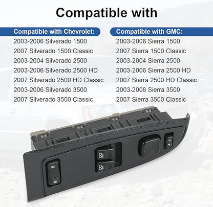DICMIC Front Driver Side Master Power Window Switch and Door Lock & Black Bezel