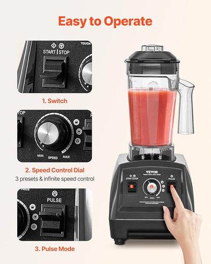 VEVOR Blender for Smoothies, 61 oz 1400W, Professional Blender