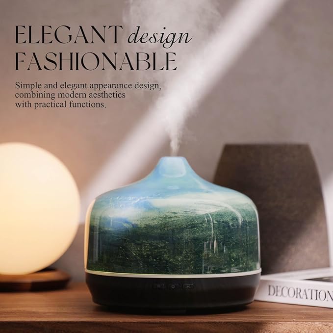 Porseme 500ml Glass Essential Oil Diffuser Aromatherapy Ultrasonic Cool Mist