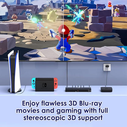 8K@60Hz HDMI 2.1 Switch 5 in 1 Out, 48Gbps Ultra HD 4K 120Hz, HDR10/Dolby Vision