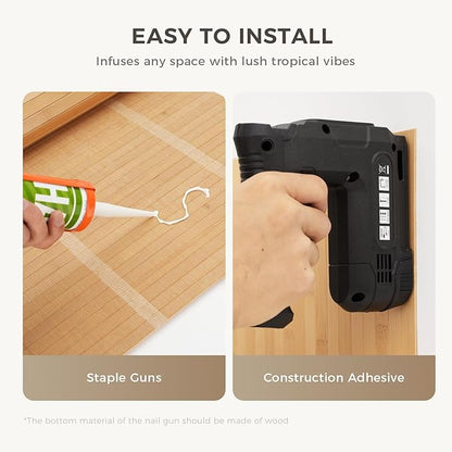 OUZUGIE 1 Pack 96x24 Inch Natural Bamboo Wall Panel – Carbonized Pole Wrap