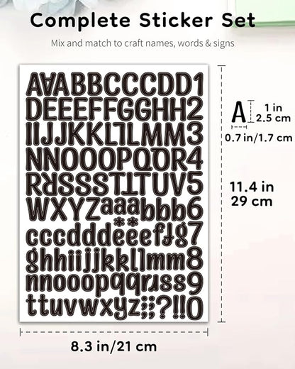 Uniclife 10 Sheets Letter Stickers, 1260 Pcs Scrapbook Stickers, 1 Inch Vinyl Number Alphabet Sticker, Self-Adhesive Stick on Letters for Mailbox Bottles Crafts Posters Decor, Black