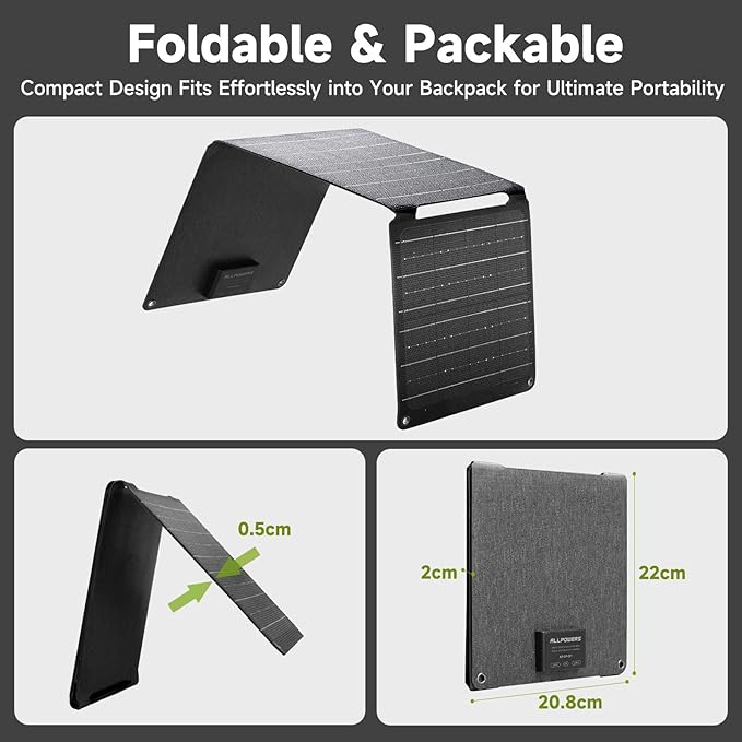 ALLPOWERS SP001 21W Portable Solar Panel Charger, High-Efficiency 22-25%