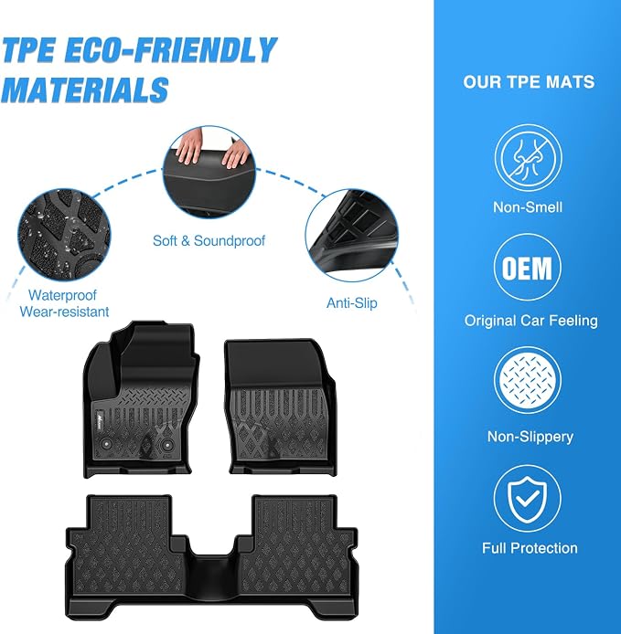 Nilight TPE Floor Mats for Ford Escape 2013-2019 / Ford C-Max 2013 2014 2015 2016 2017 2018 All Weather Custom Fit Heavy Duty Floor Liners