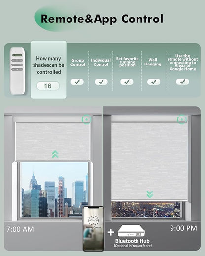 Yoolax Motorized Blinds with Remote, Automatic Roller Shades Cordless Electric