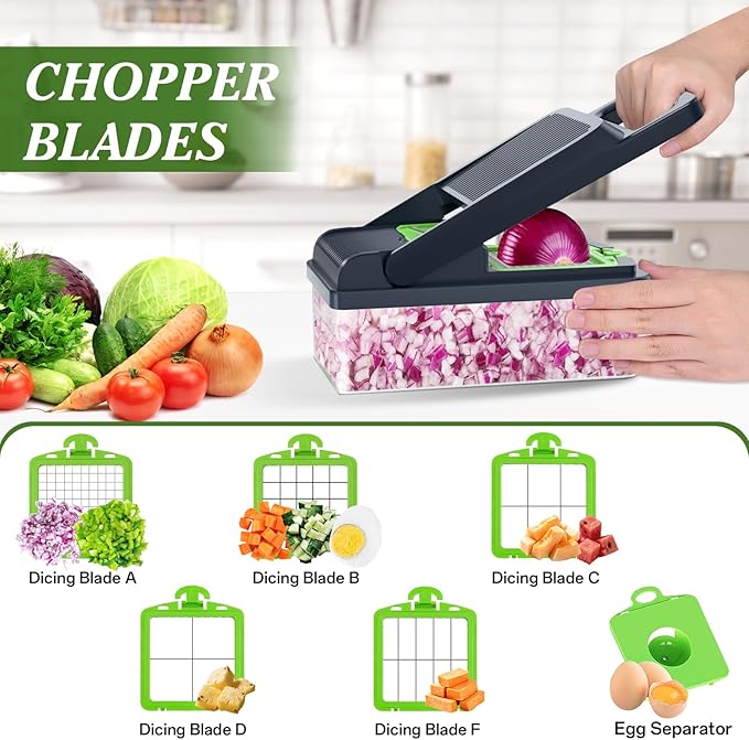 HomeHacks Vegetable Chopper Vegetable Cutter, 15 in 1 Kitchen Gadget, Onion