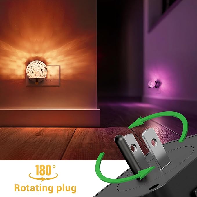 L LOHAS LED Night Lights Plug Into Wall 2 Pack, Dusk to Dawn Sensor, 10-Color