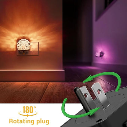 L LOHAS LED Night Lights Plug Into Wall 2 Pack, Dusk to Dawn Sensor, 10-Color