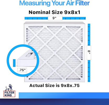 Filter King 9x8x1 Air Filter | 4-PACK | MERV 8 HVAC Pleated A/C Furnace Filters