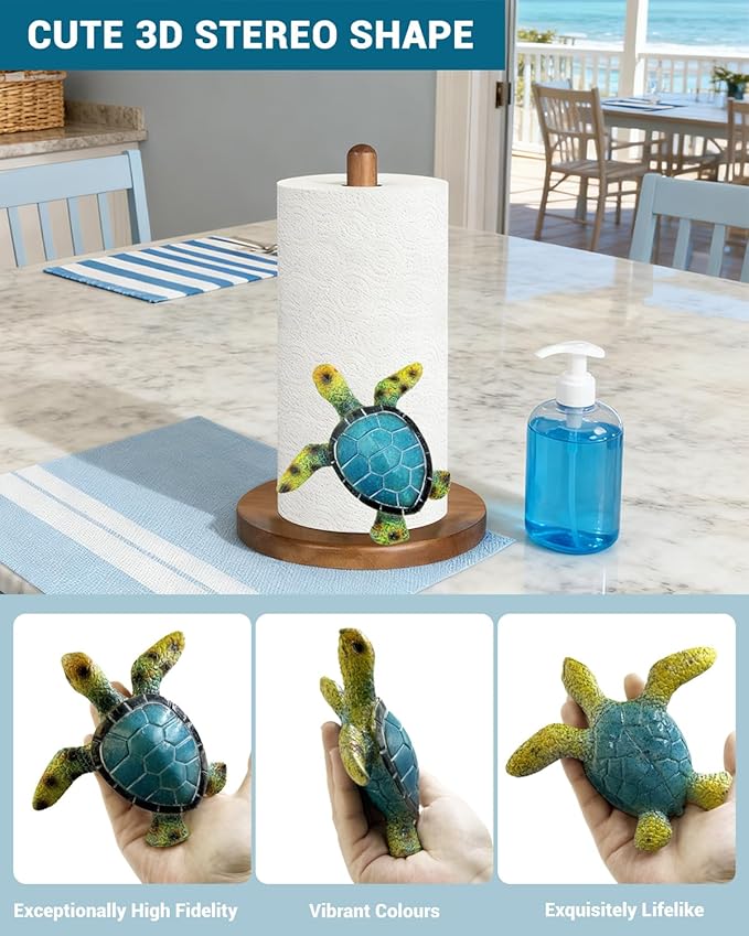 Green Turtle Paper Towel Holder, Coastal Beach Ocean Home Decor