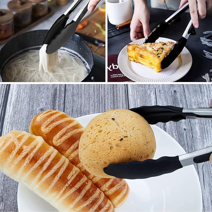 Mini Silicone Serving Tongs Set of 3, Small Kitchen Tongs