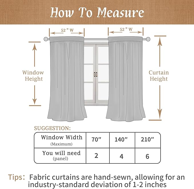LAMIT Stone Blue 100% Blackout Window Curtains
