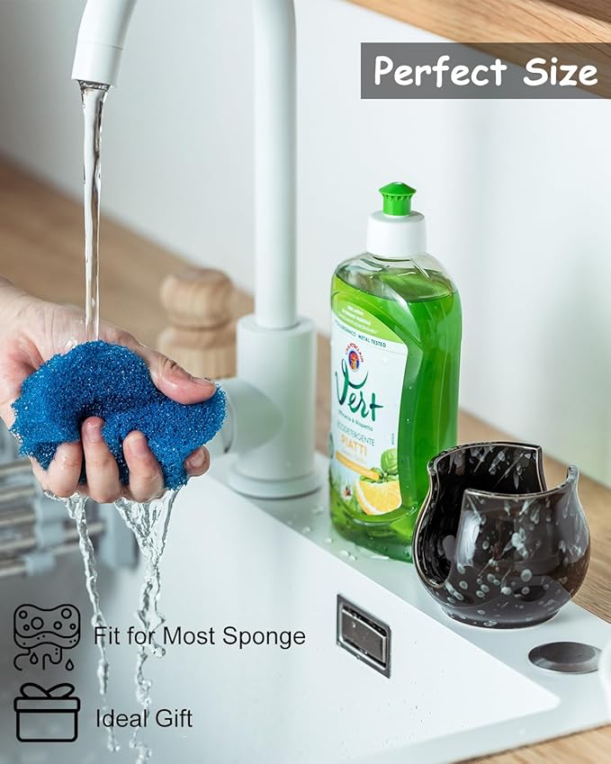 Zoeeker Kitchen Sponge Holder, Ceramic Dish Sponge Holder Kithen Sink Organizer
