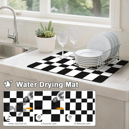 Dish Drying Mats for Kitchen Counter, Waterproof Coffee Mat for Countertop