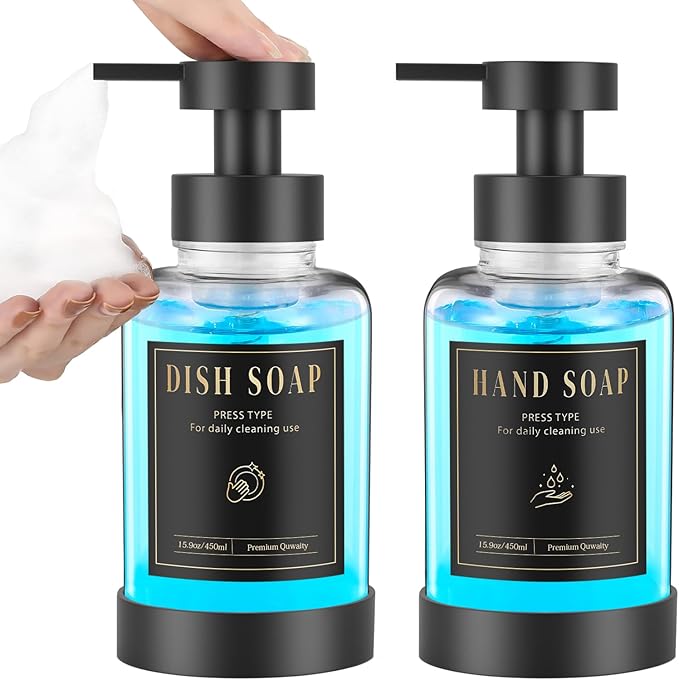 Luxspire Foaming Soap Dispenser, Glass Foam Pump Soap Dispenser, Non-Slip Hand
