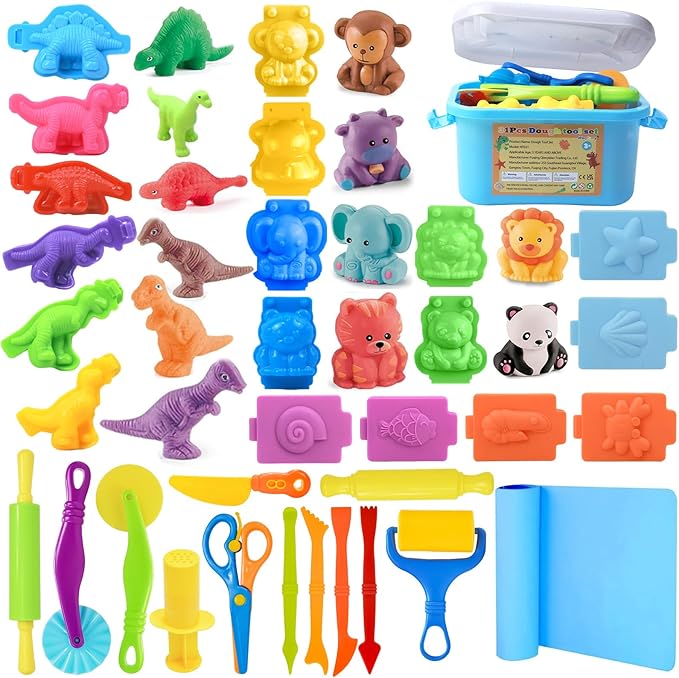 Dough Tool Set, Dough Accessories Includes Storage Container, 3D Animal