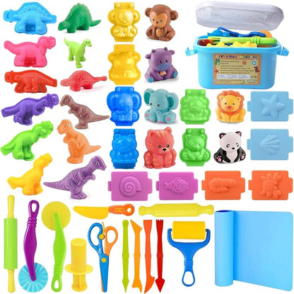 Dough Tool Set, Dough Accessories Includes Storage Container, 3D Animal