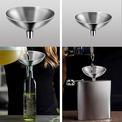 Small Funnel Set of 2, Stainless Steel Mini Funnel
