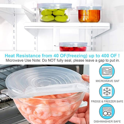 YXYL 14 PCS Reusable Silicone Stretch and Seal Lids