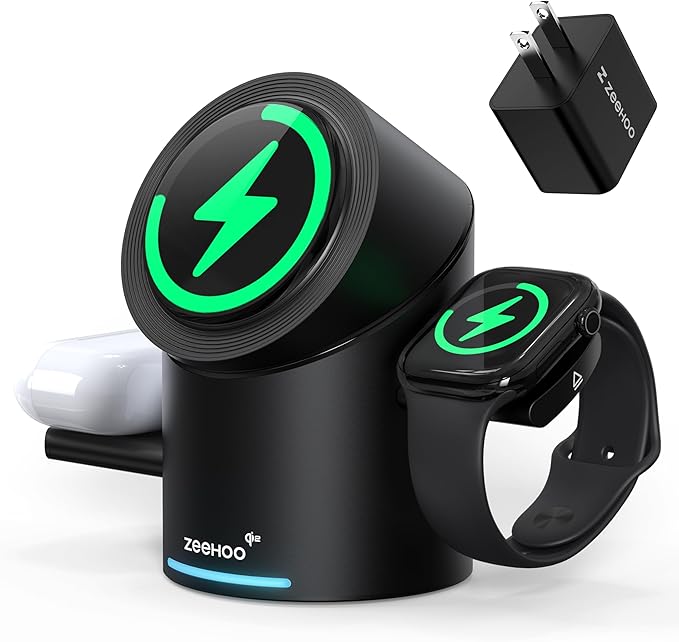 ZEEHOO 3 in 1 Charging Station for Apple Devices, Mag-Safe Charger Stand