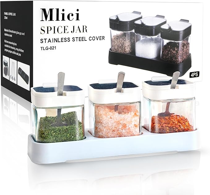 Mlici 8.6 oz Condiments Container Seasoning Jars, Kitchen Spicy Jars