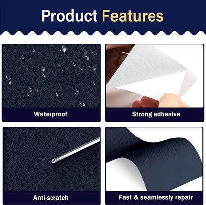 Zenyao Leather Repair Patch for Furniture - Self Adhesive Leather Repair Tape Kit, Vinyl Repair Patch, Ideal for Car Seats Couch Sofa Office Chair, 16x30 Inch, Navy Blue