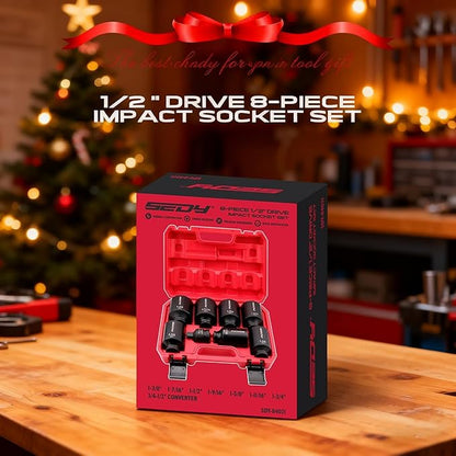 SAE Deep Impact Socket Set 8-Piece 1/2-inch Drive Wheel Axle Nut Wrench Large
