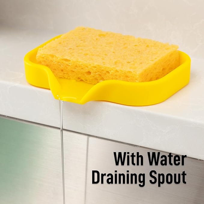 Zulay Kitchen Small Silicone Sponge Holder – Space-Saving Sink Organizer Tray