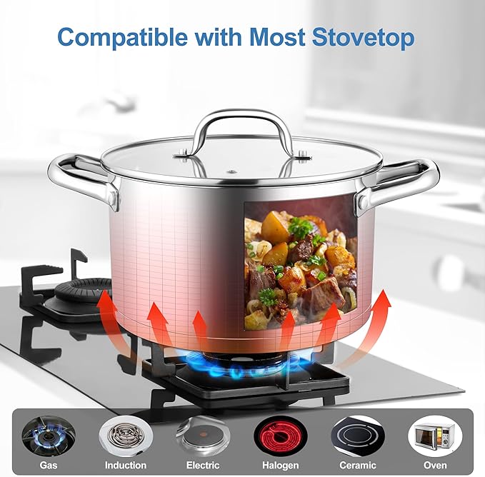 Homikit 5 Quart Stock Pot, Stainless Steel Soup Cooking Pot