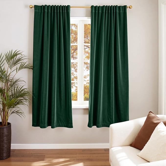 Lazzzy Velvet Blackout Curtains Thermal Insulated Room Window Drapes Super Soft