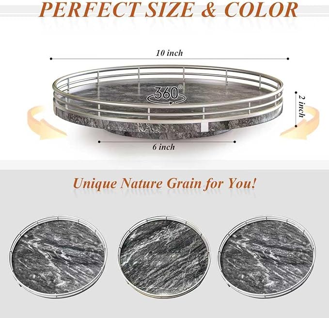 Gray Marble Lazy Susan Turntable