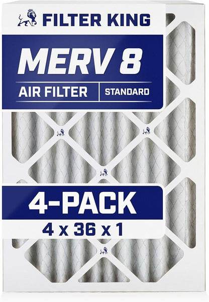 Filter King 4x36x1 Air Filter | 4-PACK | MERV 8 HVAC Pleated A/C Furnace