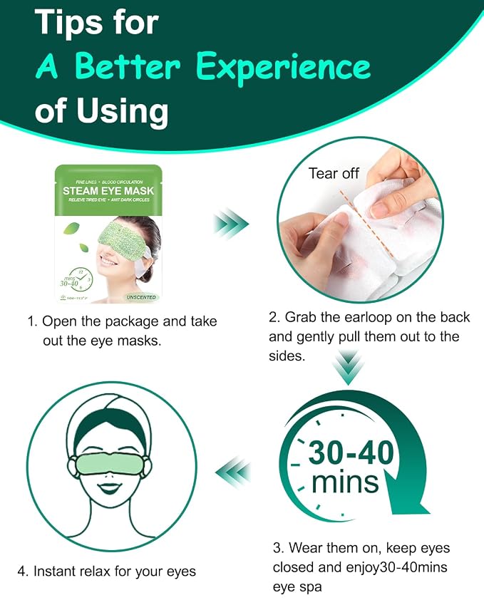 16 Packs Steam Eye Masks for Dry Eyes, Self Heating Warm Compress for Eyes Fatigue & Puffiness Relief, Disposable Heated Eye Mask Travel Essentials, Spa Relaxation Set for Women Christmas, Unscented