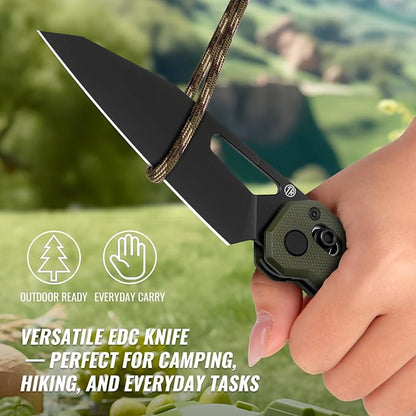 Tarcus Folding Pocket Knife, 3.5" D2 Steel DLC Blade G10 Handle, Lightweight EDC Knife with Crossbar Lock for Men and Women, Ideal for Camping, Hiking, and Survival
