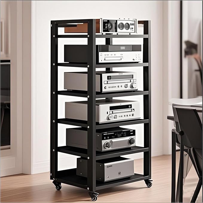 Dernoing 6 Tier Audio Rack Tower, CD Record Player Stereo Receiver AV Equipment