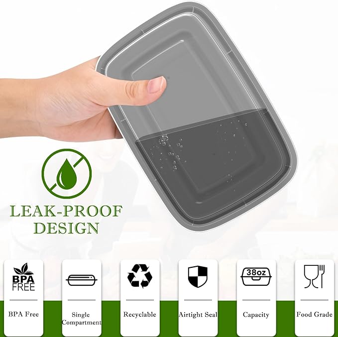 RANLITTLE Meal Prep Containers Reusable 38oz