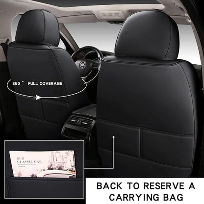 NS YOLO Full Coverage Car Seat Covers Universal Fit for Cars SUVs Pick-up Trucks with Waterproof Leatherette in Automotive Vehicle Interior Accessories (Black and White, Front Pair)
