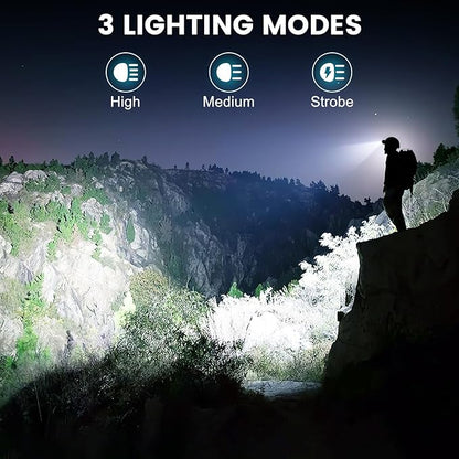 Headlamp Rechargeable 99,000LM Super Bright, 2pack LED Head Lamp with 3 Modes, 90°Adjustable Head Lights for Forehead, IPX6 Waterproof HeadLamps for Camping Hiking