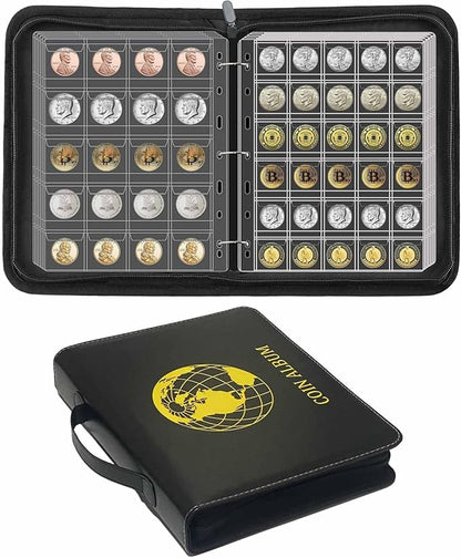 400 Pockets Coin Collection Album Book Holder for Collectors, 2 Size Coin Collecting Pages Fireproof Coin Collecting Album for 17/20/23/25/27/30/38/40mm Coins