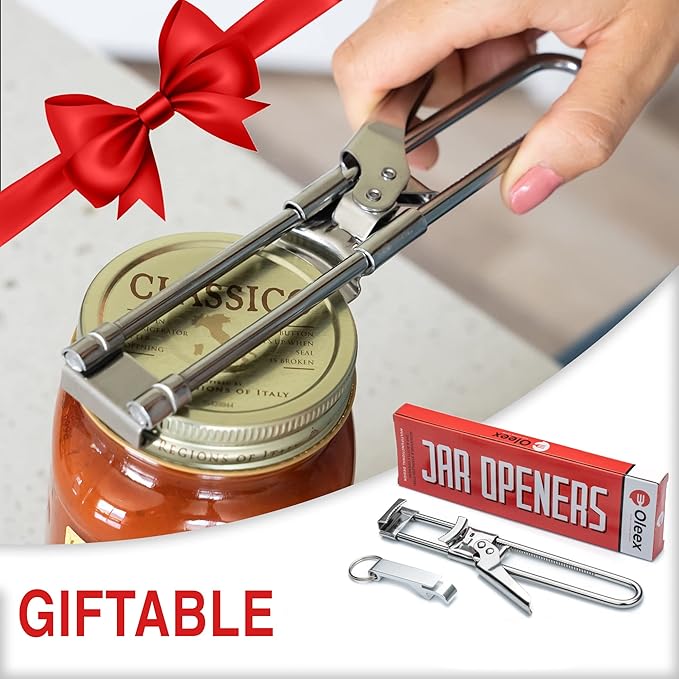 Oleex Jar Opener for Weak Hands with Keychain Bottle Cap Opener. Easy Jar Opener for Seniors with Arthritis or Kids Jar Openers. Jar Gripper Tight Lid Opener and Bottle Opener Kitchen Gadgets