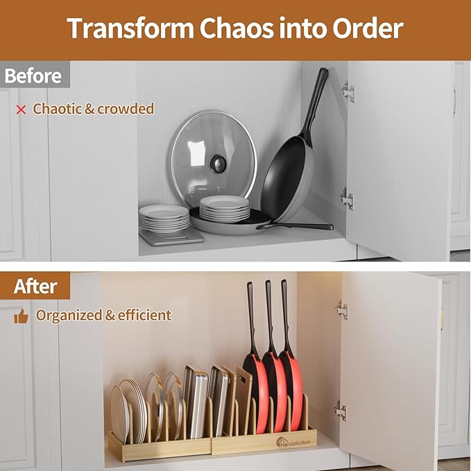 Housolution Bamboo Pot and Pan Organizer