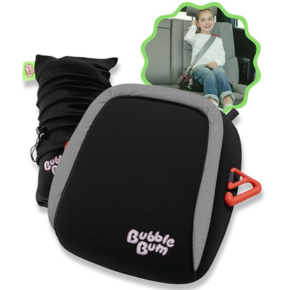 BubbleBum Inflatable Booster Car Seat – Foldable, Lightweight, Backless Travel Booster Seat for Kids, Portable Carseat for Toddler, Fits 3 Across, Compact for Uber - Ages 4-11 Year Old, - Black