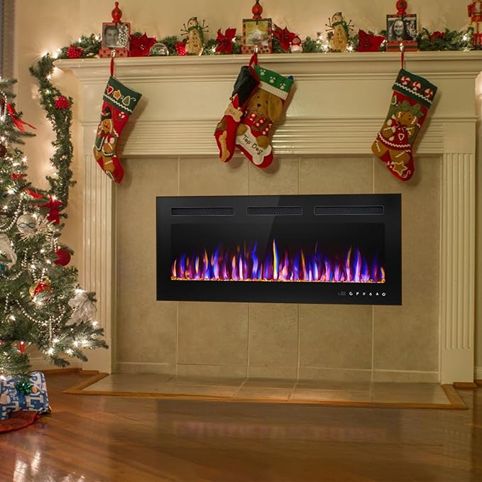 40" Electric Fireplace Wall Mounted and Recessed
